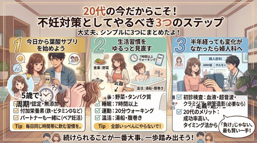 20代の今だからこそ！不妊対策としてやるべき3つのステップ