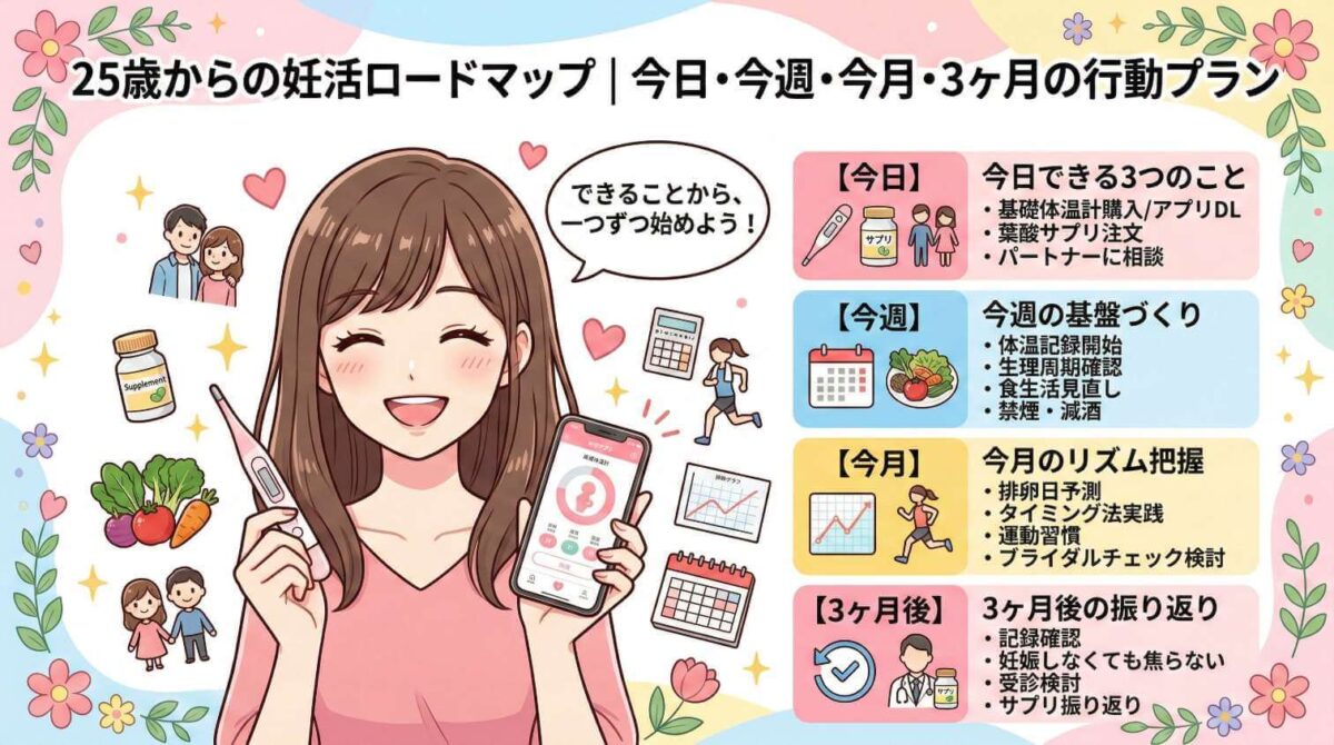 25歳からの妊活ロードマップ|今日・今週・今月・3ヶ月の行動プラン