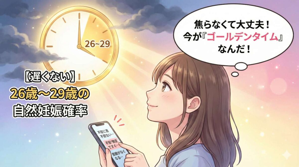 【遅くない】26歳〜29歳の自然妊娠確率はどのくらい?