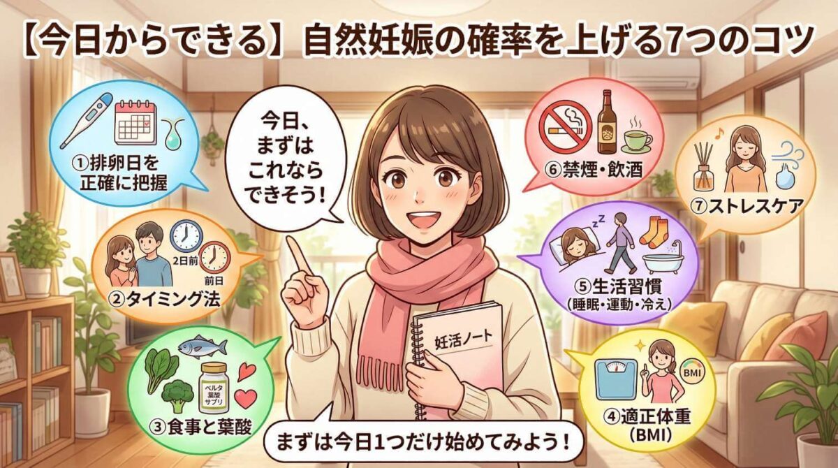 31歳～34歳が1人目の自然妊娠確率を上げる【今日からできる】7つのコツ