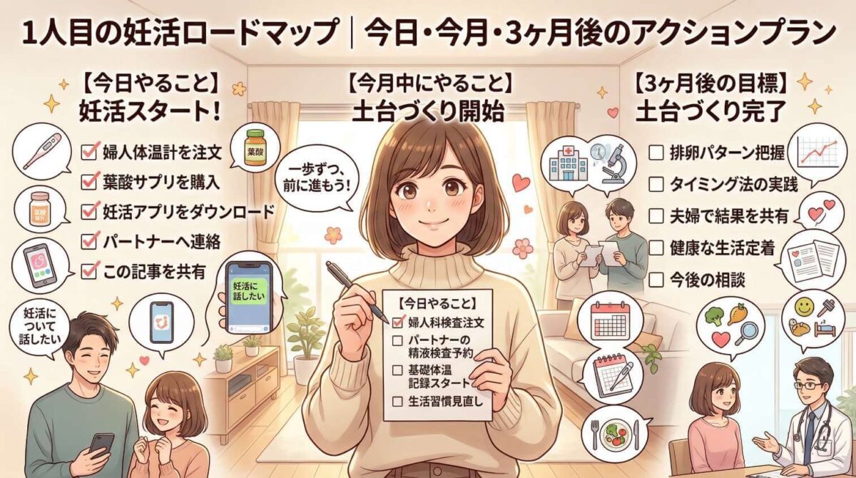 1人目の妊活ロードマップ｜今日・今月・3ヶ月後のアクションプラン