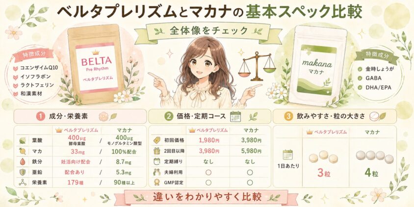 ベルタプレリズムとマカナの基本スペック比較