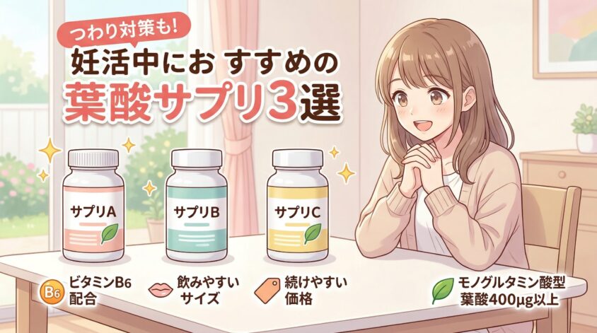つわり対策も見据えて選ぶ、妊活中におすすめの葉酸サプリ3選