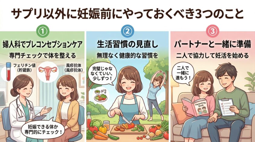 サプリ以外に妊娠前に最低限やっておくべき3つのこと