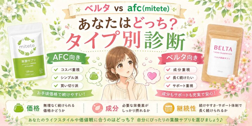 ベルタ vs afc(mitete)|あなたはどっちを選ぶべき?タイプ別診断