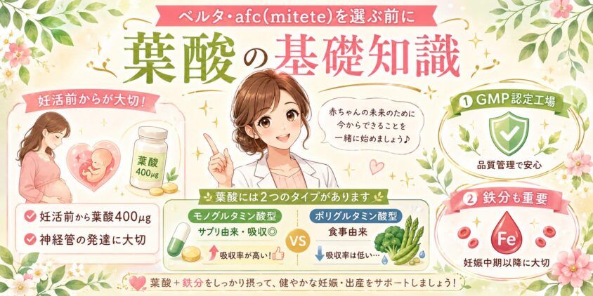 ベルタ・afc(mitete)を選ぶ前に知っておきたい葉酸の基礎知識