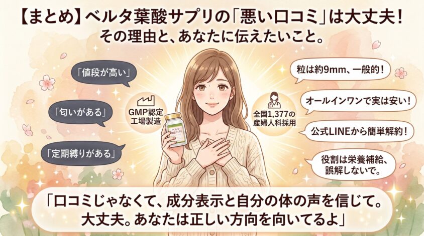 【まとめ】ベルタ葉酸サプリの悪い口コミは「大丈夫」と言える理由