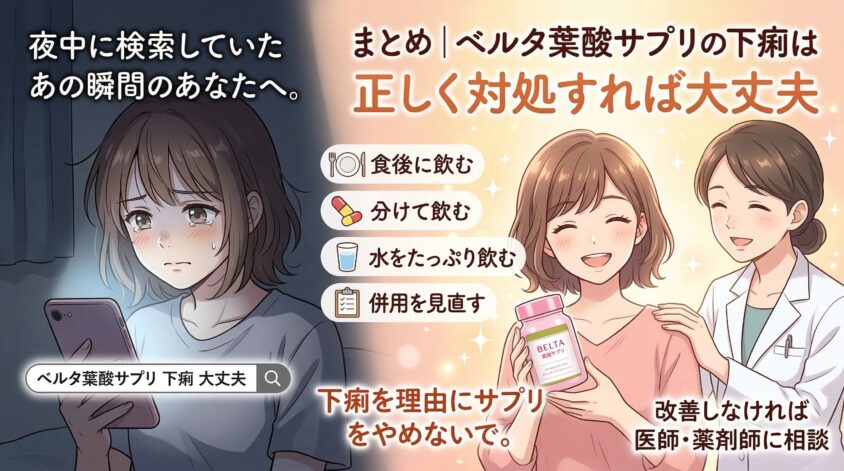 ベルタ葉酸サプリの下痢は正しく対処すれば大丈夫