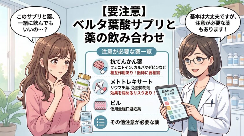 【要注意】ベルタ葉酸サプリと飲み合わせに注意が必要な薬一覧