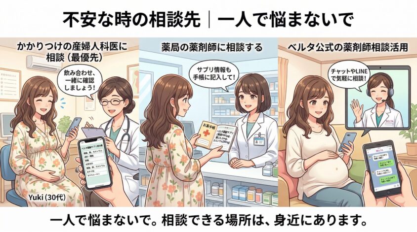 ベルタ葉酸サプリと薬の飲み合わせが不安な時の相談先｜一人で悩まないで