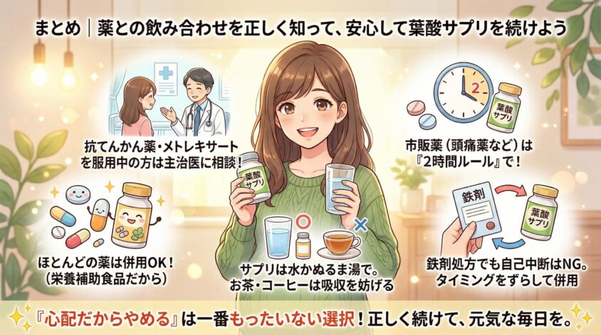 まとめ｜薬との飲み合わせを正しく知って、安心して葉酸サプリを続けよう