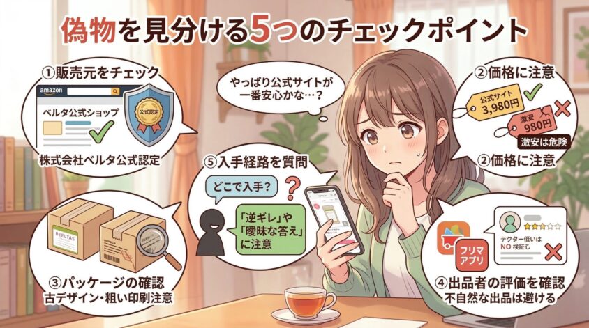 ベルタ葉酸サプリの偽物を見分ける5つのチェックポイント