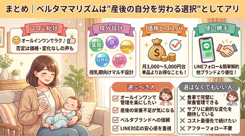 まとめ｜ベルタママリズムは"産後の自分を労わる選択"としてアリ