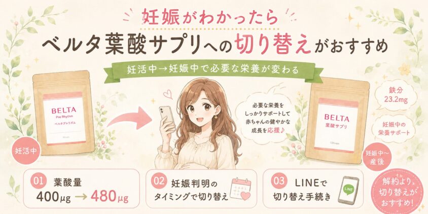 妊娠がわかったらベルタ葉酸サプリへの切り替えがおすすめ