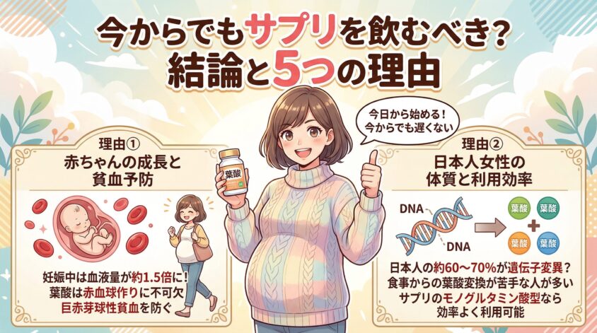 妊娠初期の今からでも葉酸サプリを飲むべき？結論と5つの理由
