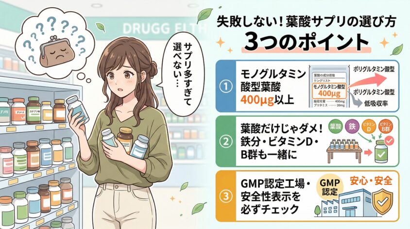 葉酸サプリの選び方|卵活を始めるなら押さえたい3つのポイント