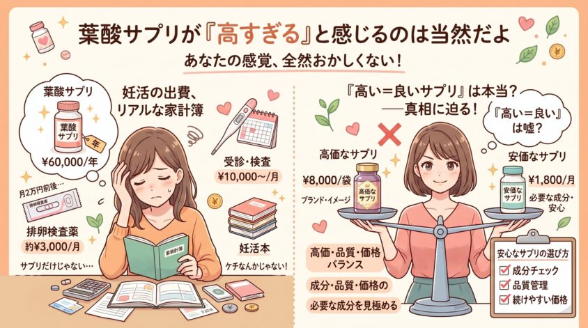 葉酸サプリの金額が「高すぎる」と感じるのは当然だよ