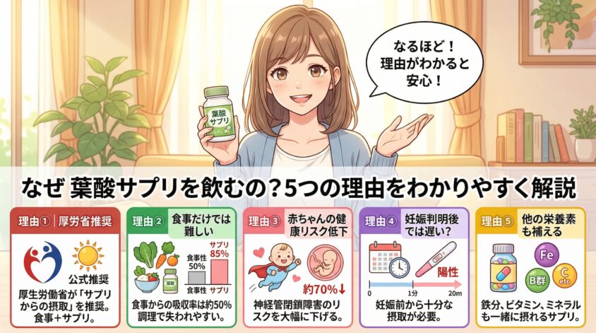 なぜ葉酸サプリを飲むの？5つの理由をわかりやすく解説