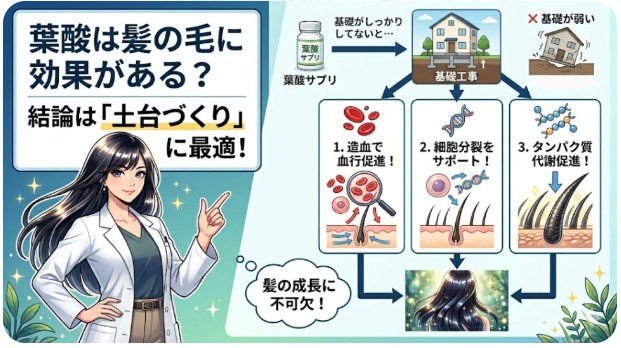 葉酸は髪の毛に効果がある?結論から言うと「土台づくり」に最適