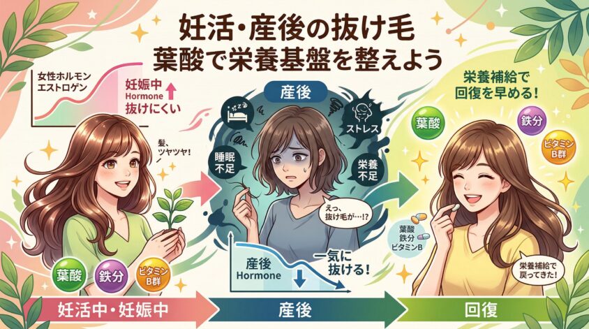 【女性編】妊活中・産後の抜け毛と葉酸の深い関係