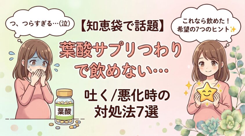 【知恵袋で話題】葉酸サプリつわりで飲めない…吐く/悪化時の対処法7選