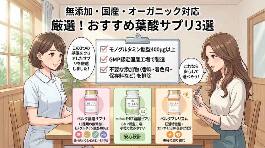 無添加・国産・オーガニック対応の葉酸サプリおすすめ3選