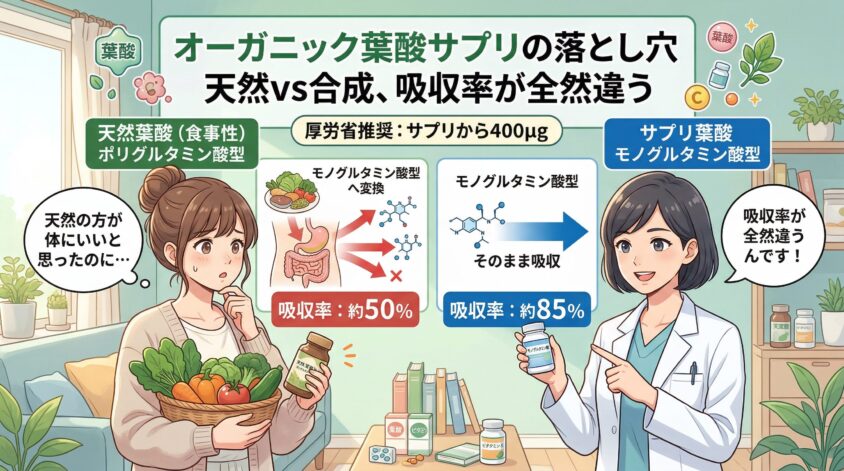 オーガニック葉酸サプリの落とし穴｜天然vs合成、吸収率が全然違う