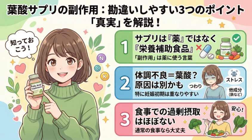 葉酸サプリの副作用の「真実」｜勘違いしやすい3つのポイント