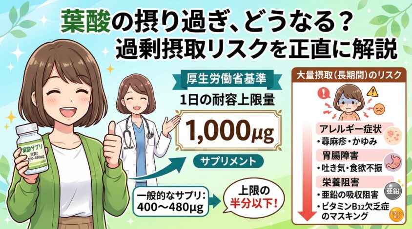 葉酸を摂り過ぎるとどうなる？過剰摂取のリスクを正直に解説