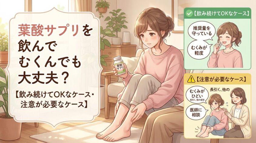 葉酸サプリを飲んでむくんでも大丈夫？【飲み続けてOKなケース・注意が必要なケース】