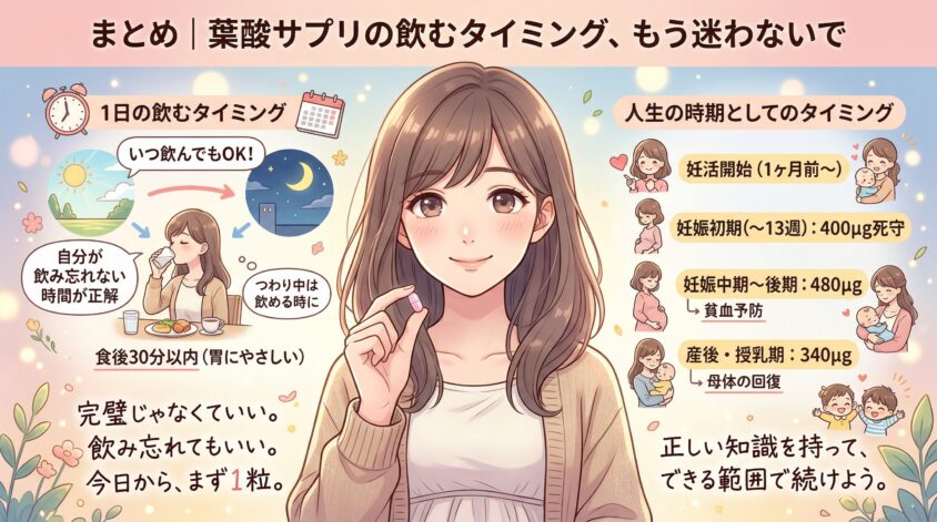 まとめ｜葉酸サプリの飲むタイミング、もう迷わないで