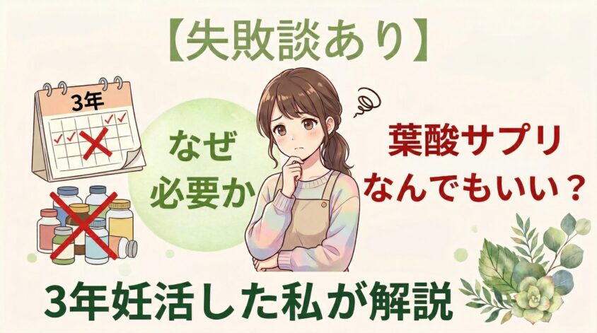 【失敗談あり】葉酸サプリなんでもいい？なぜ必要か3年妊活した私が解説