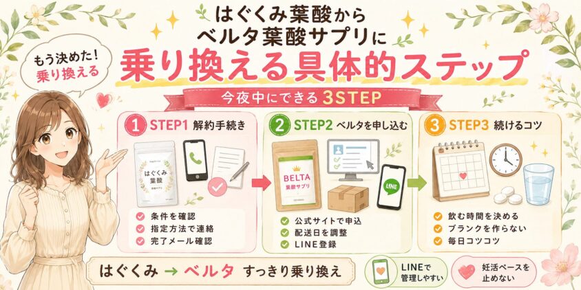 はぐくみ葉酸(このめ/konome)からベルタ葉酸サプリに乗り換える具体的ステップ
