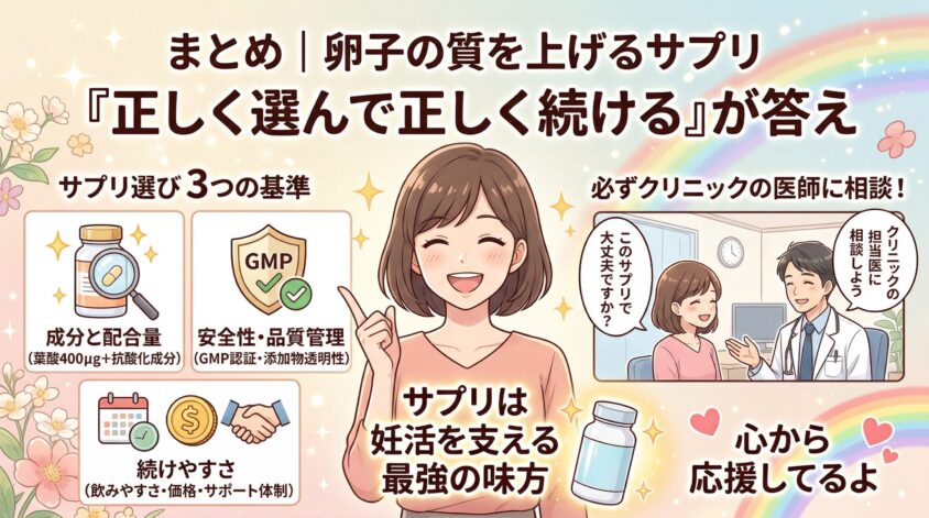 まとめ|卵子の質を上げるサプリは「正しく選んで正しく続ける」が答え