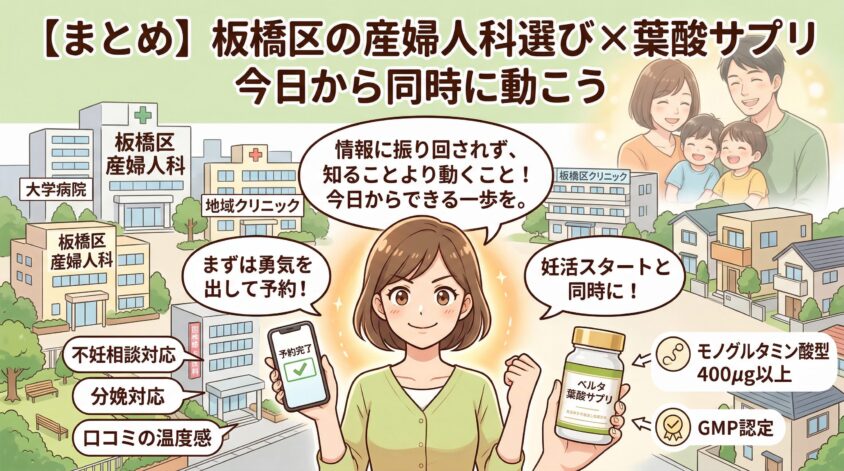 【まとめ】板橋区の産婦人科選びと葉酸サプリ、今日から同時に動こう