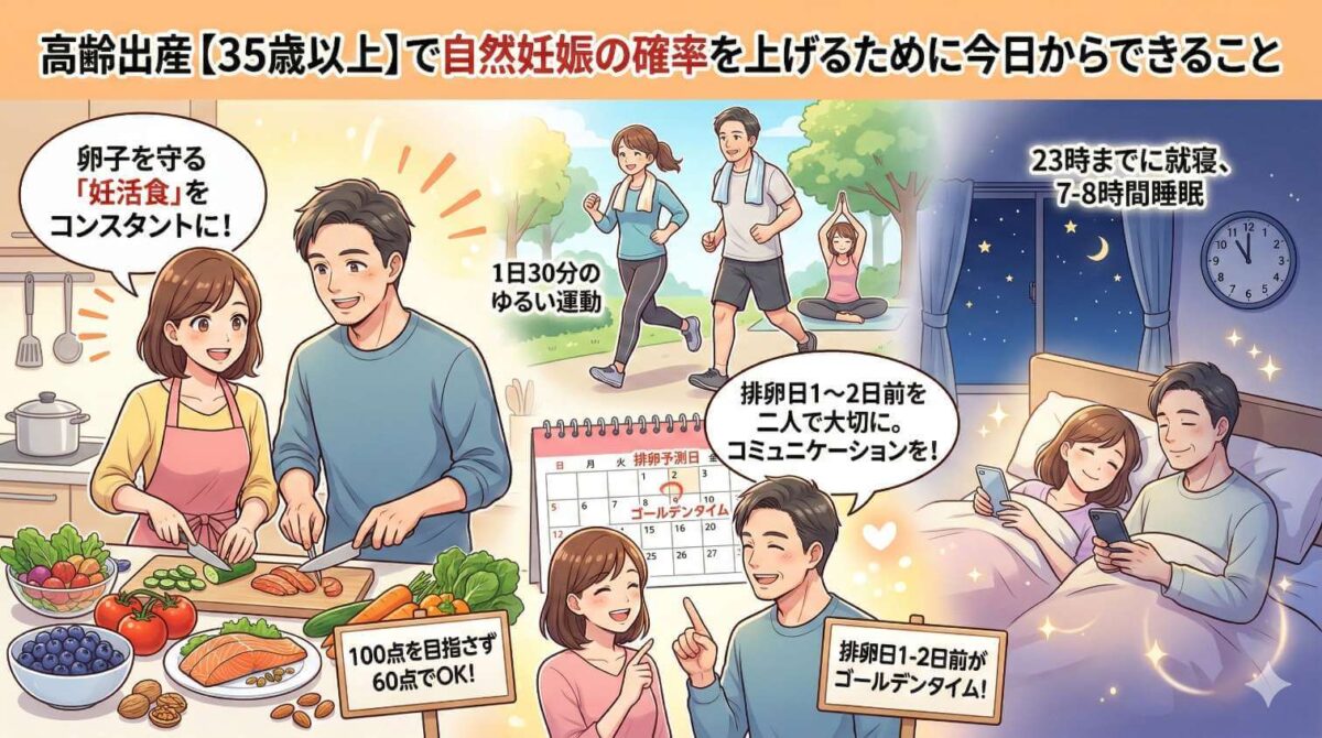 高齢出産【35歳以上】で自然妊娠の確率を上げるために今日からできること