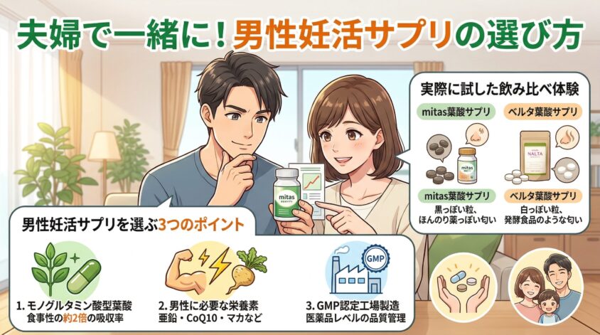 夫婦で一緒に飲める葉酸サプリの選び方