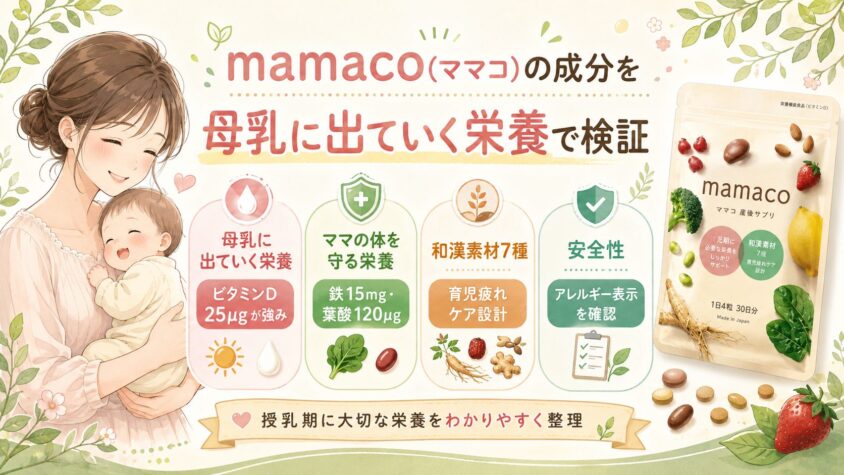 mamaco(ママコ)の成分を「母乳に出ていく栄養」で検証