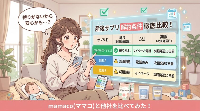 mamaco（ママコ）と他社サプリの解約条件を比較してみた