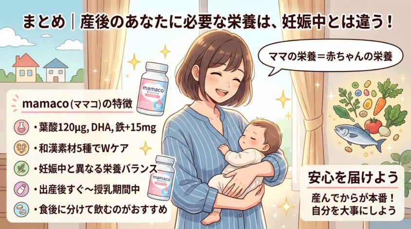 まとめ|産後のあなたに必要な栄養は、妊娠中とは違う