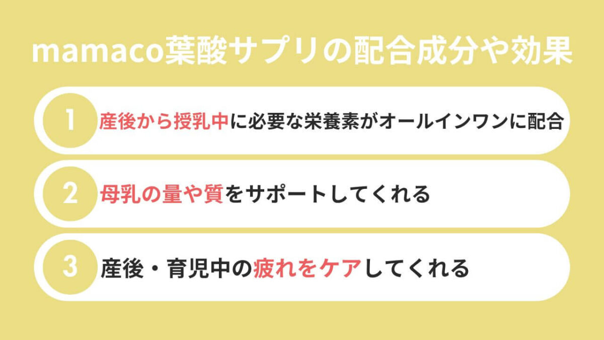【産後に】mamaco(ママコ)葉酸サプリの配合成分や効果について解説