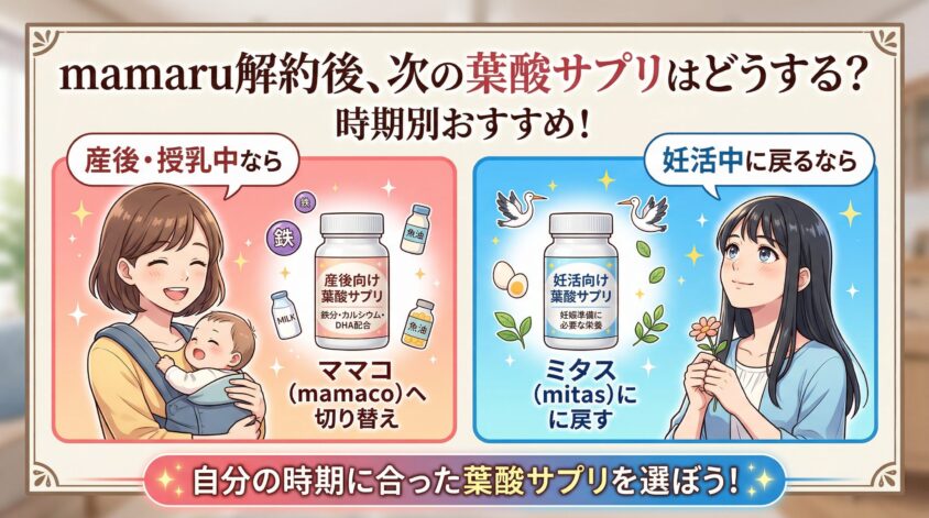 mamaru(ママル)解約後、次の葉酸サプリはどうする?【時期別おすすめ】