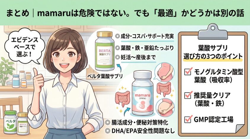 まとめ｜mamaru（ママル）は危険ではない。でも「最適」かどうかは別の話
