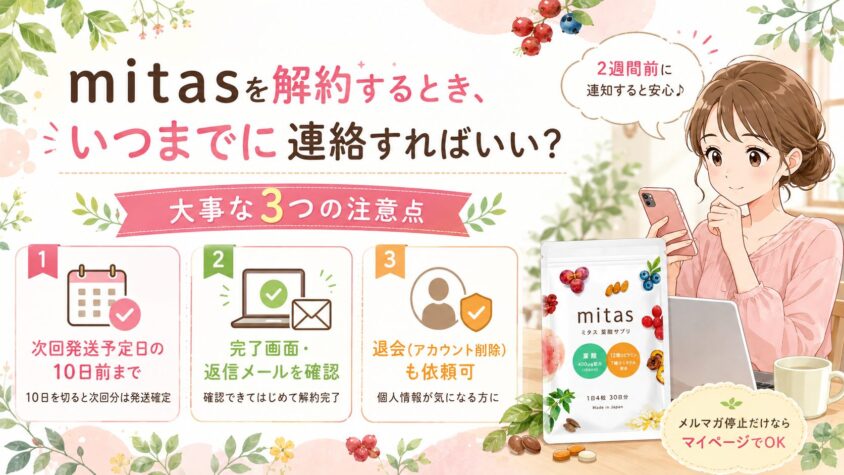 mitasを解約するとき、いつまでに連絡すればいい?