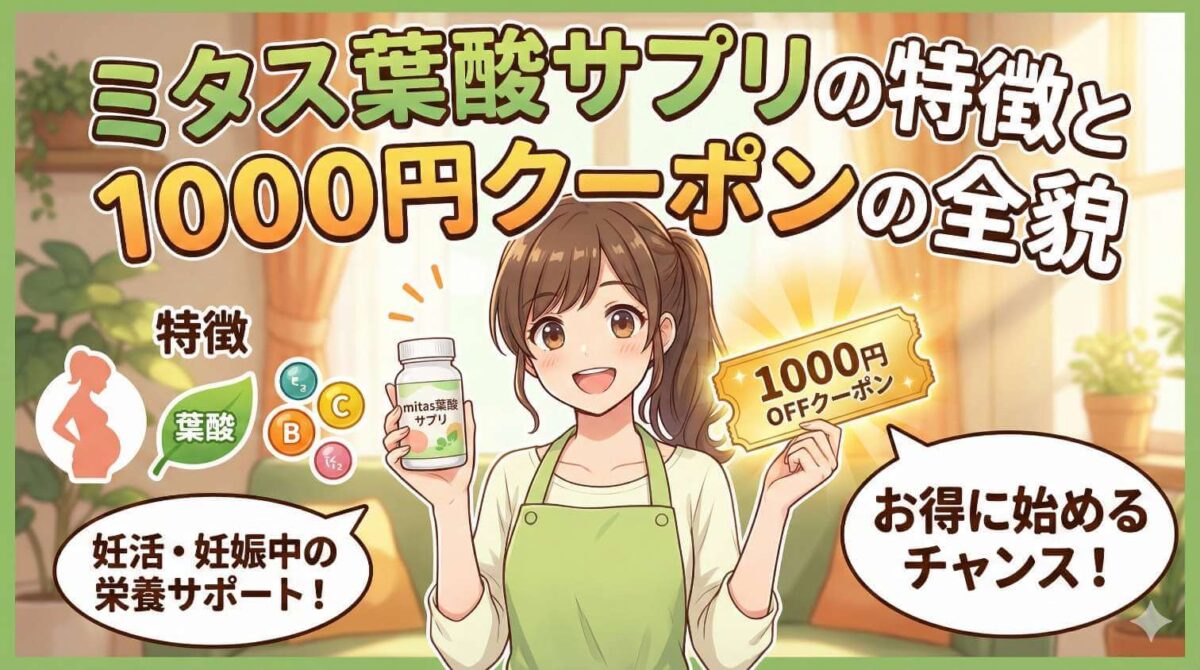 ミタス葉酸サプリの特徴と1000円クーポンの全貌