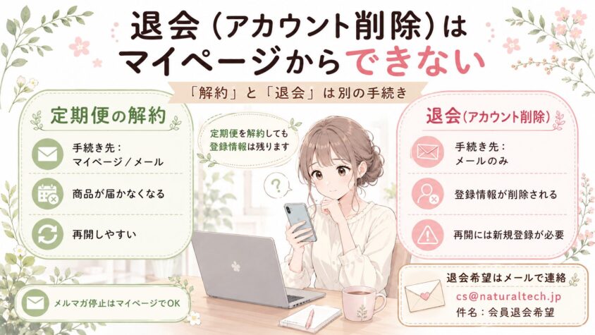 退会（アカウント削除）はマイページからできない
