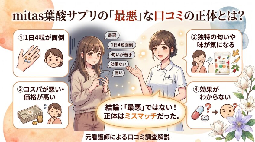 妊活サプリmitas(ミタス)葉酸の「最悪」な口コミの正体とは？