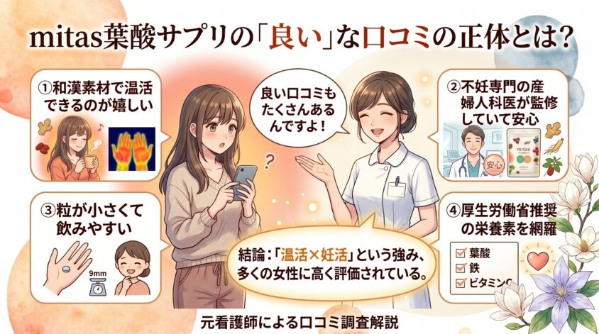 mitas(ミタス)葉酸サプリの良い口コミ・評判も正直に紹介する