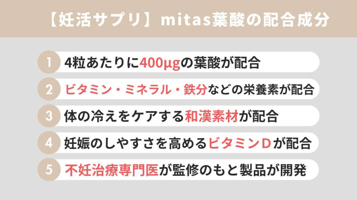 【妊活サプリ】mitas(ミタス)葉酸は効果がある?配合成分について解説