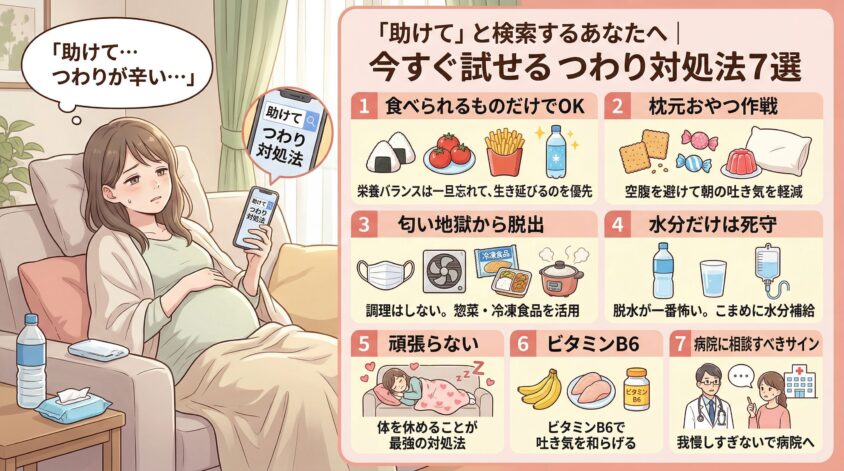 「助けて」と検索するあなたへ|今すぐ試せるつわり対処法7選